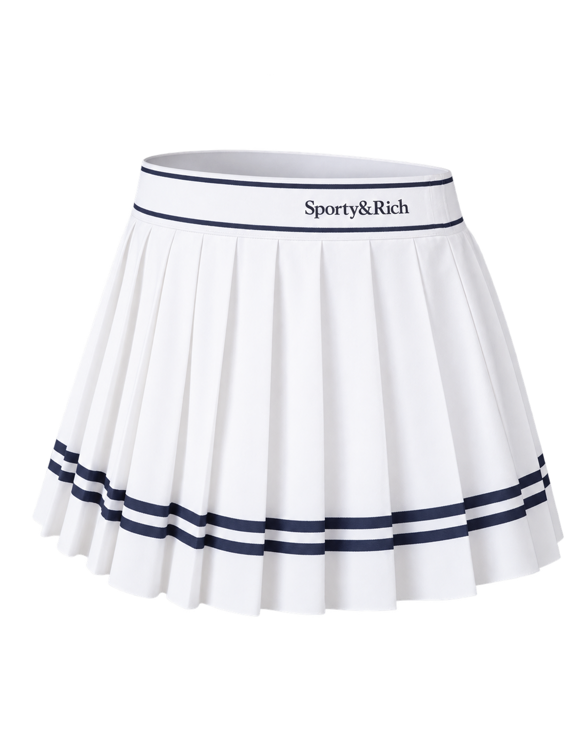Serif Logo Pleated Skirt - White/Navy