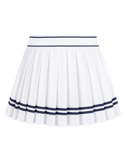 Serif Logo Pleated Skirt - White/Navy