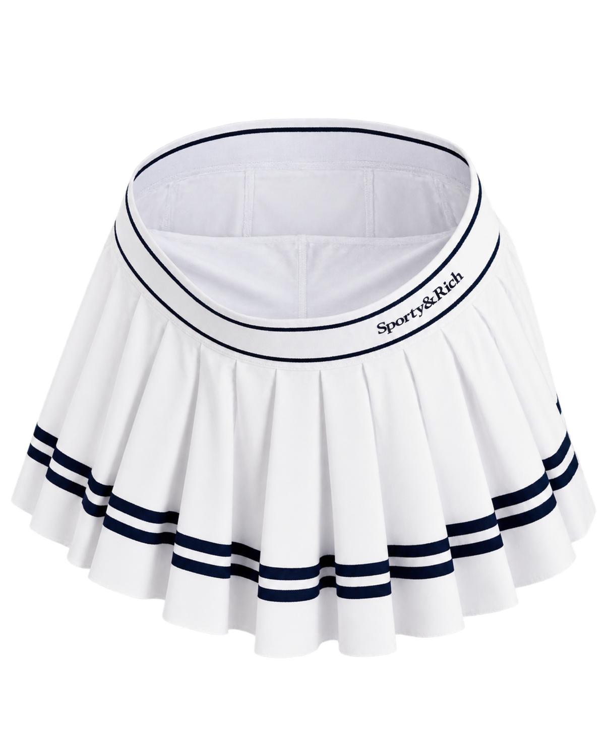 Serif Logo Pleated Skirt - White/Navy