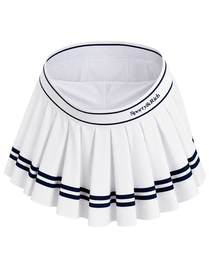 Serif Logo Pleated Skirt - White/Navy