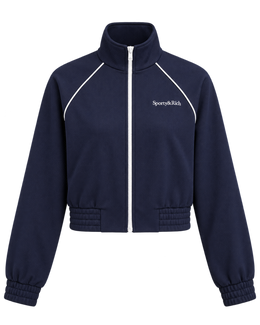 Serif Logo Retro Track Jacket - Navy/White