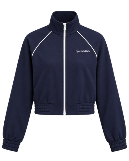 Serif Logo Retro Track Jacket - Navy/White