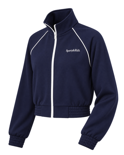 Serif Logo Retro Track Jacket - Navy/White
