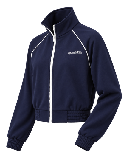 Serif Logo Retro Track Jacket - Navy/White