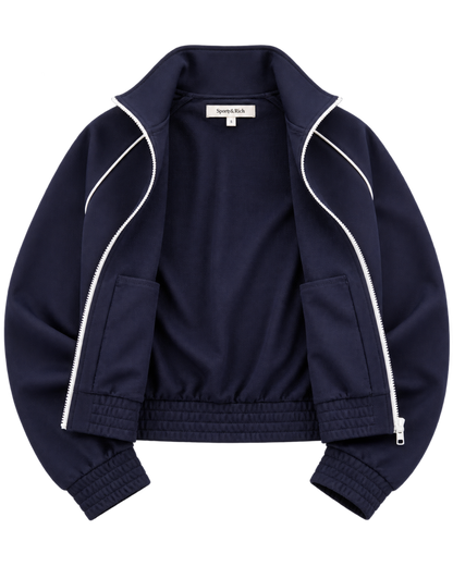 Serif Logo Retro Track Jacket - Navy/White