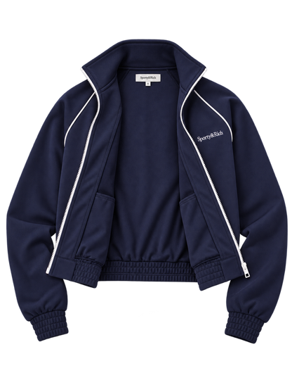 Serif Logo Retro Track Jacket - Navy/White