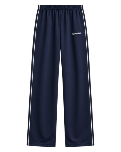 Serif Logo Retro Track Pant - Navy/White