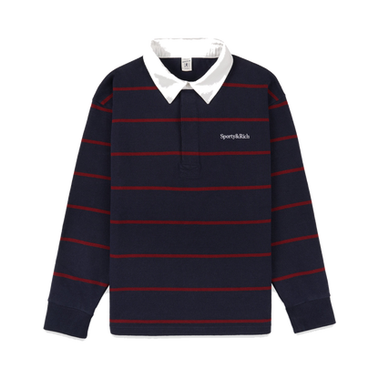 Serif Logo Rugby Polo Men - Dark Navy/White/Merlot