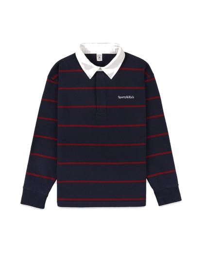 Serif Logo Rugby Polo Men - Dark Navy/White/Merlot