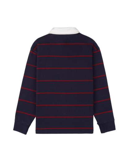 Serif Logo Rugby Polo Men - Dark Navy/White/Merlot