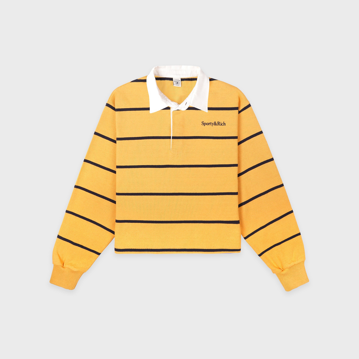 Serif Logo Rugby Polo - Faded Gold/White/Navy