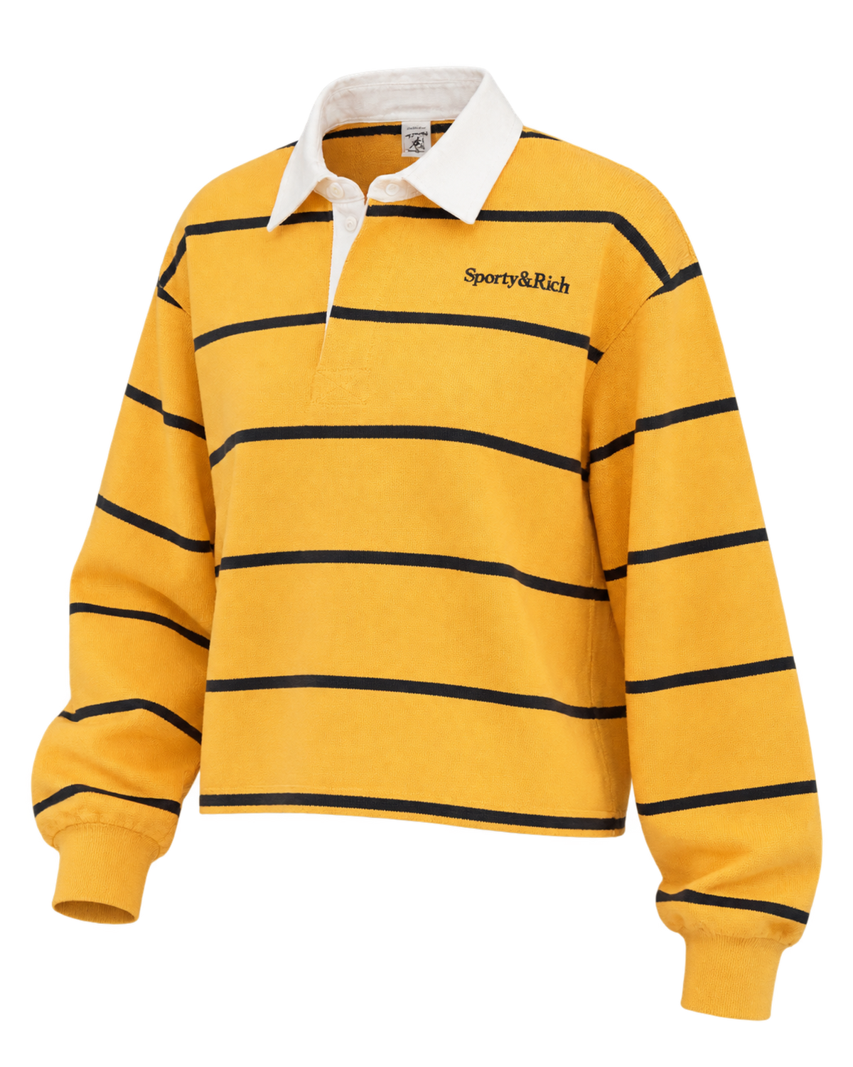 Serif Logo Rugby Polo - Faded Gold/White/Navy