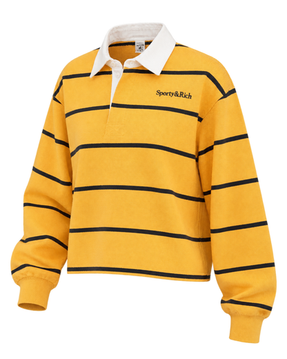 Serif Logo Rugby Polo - Faded Gold/White/Navy