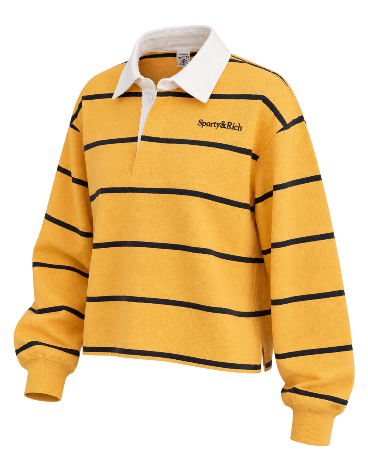 Serif Logo Rugby Polo - Faded Gold/White/Navy