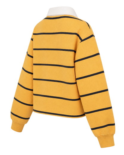 Serif Logo Rugby Polo - Faded Gold/White/Navy