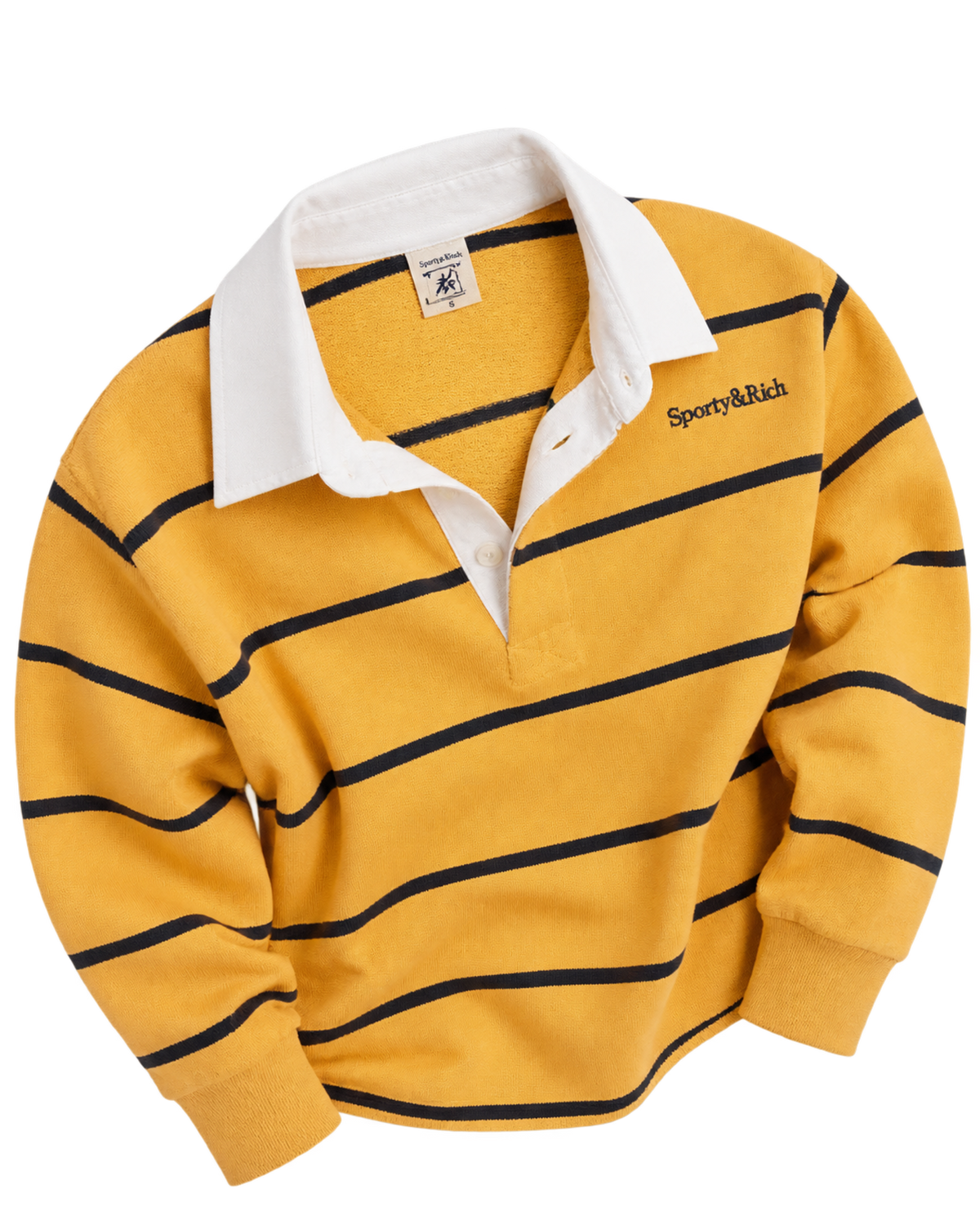 Serif Logo Rugby Polo - Faded Gold/White/Navy