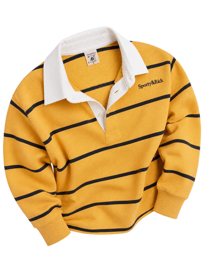 Serif Logo Rugby Polo - Faded Gold/White/Navy