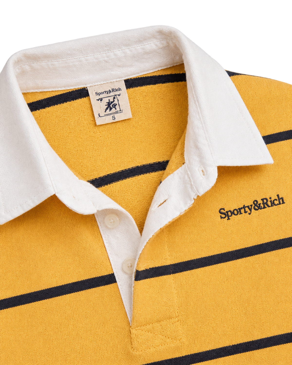 Serif Logo Rugby Polo - Faded Gold/White/Navy