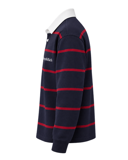 Serif Logo Rugby Polo Men - Dark Navy/White/Merlot