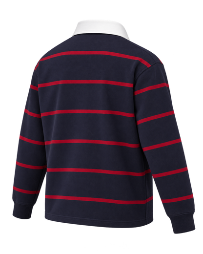Serif Logo Rugby Polo Men - Dark Navy/White/Merlot