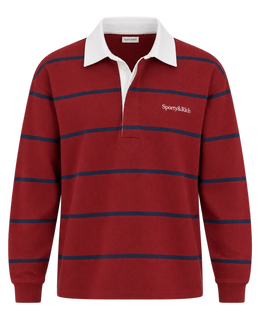 Serif Logo Rugby Polo Men - Merlot/White/Dark Navy