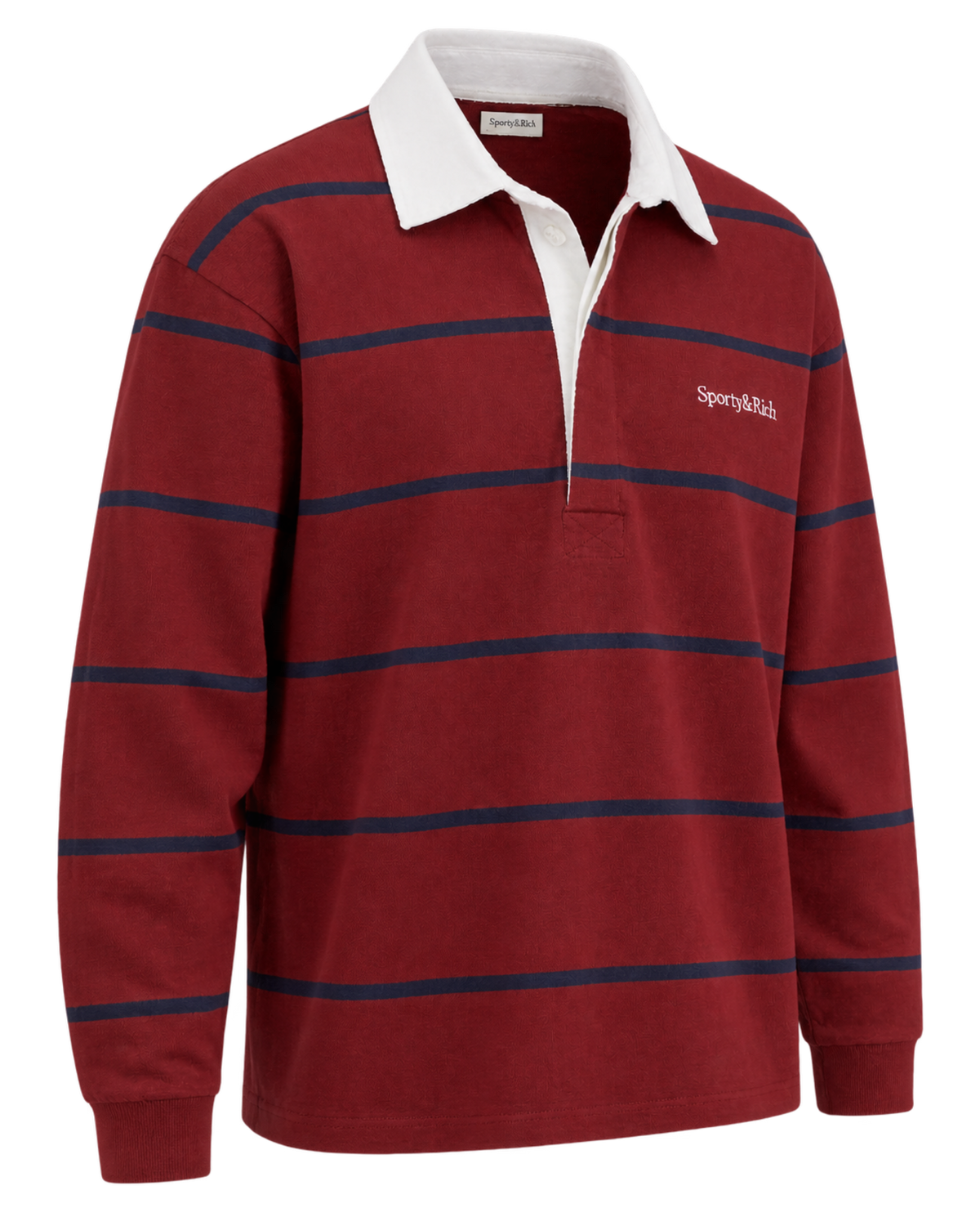 Serif Logo Rugby Polo Men - Merlot/White/Dark Navy