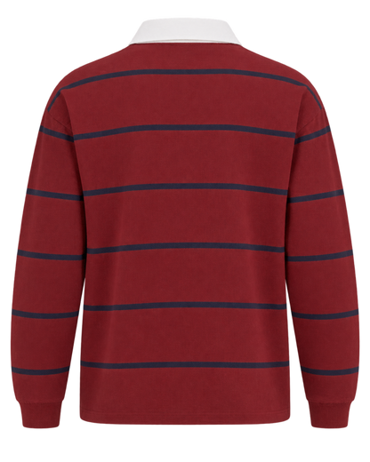 Serif Logo Rugby Polo Men - Merlot/White/Dark Navy