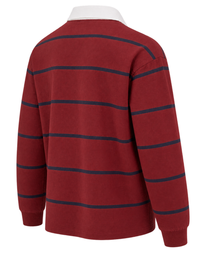 Serif Logo Rugby Polo Men - Merlot/White/Dark Navy