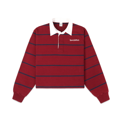 Serif Logo Rugby Polo Men - Merlot/White/Dark Navy