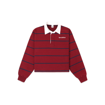 Serif Logo Rugby Polo Men - Merlot/White/Dark Navy
