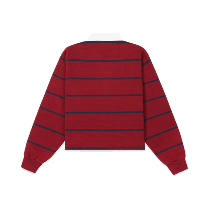 Serif Logo Rugby Polo Men - Merlot/White/Dark Navy
