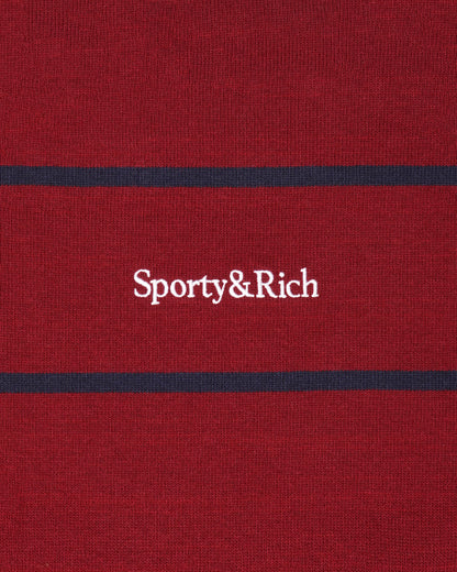 Serif Logo Rugby Polo Men - Merlot/White/Dark Navy