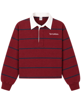 Serif Logo Rugby Polo - Merlot/White/Navy