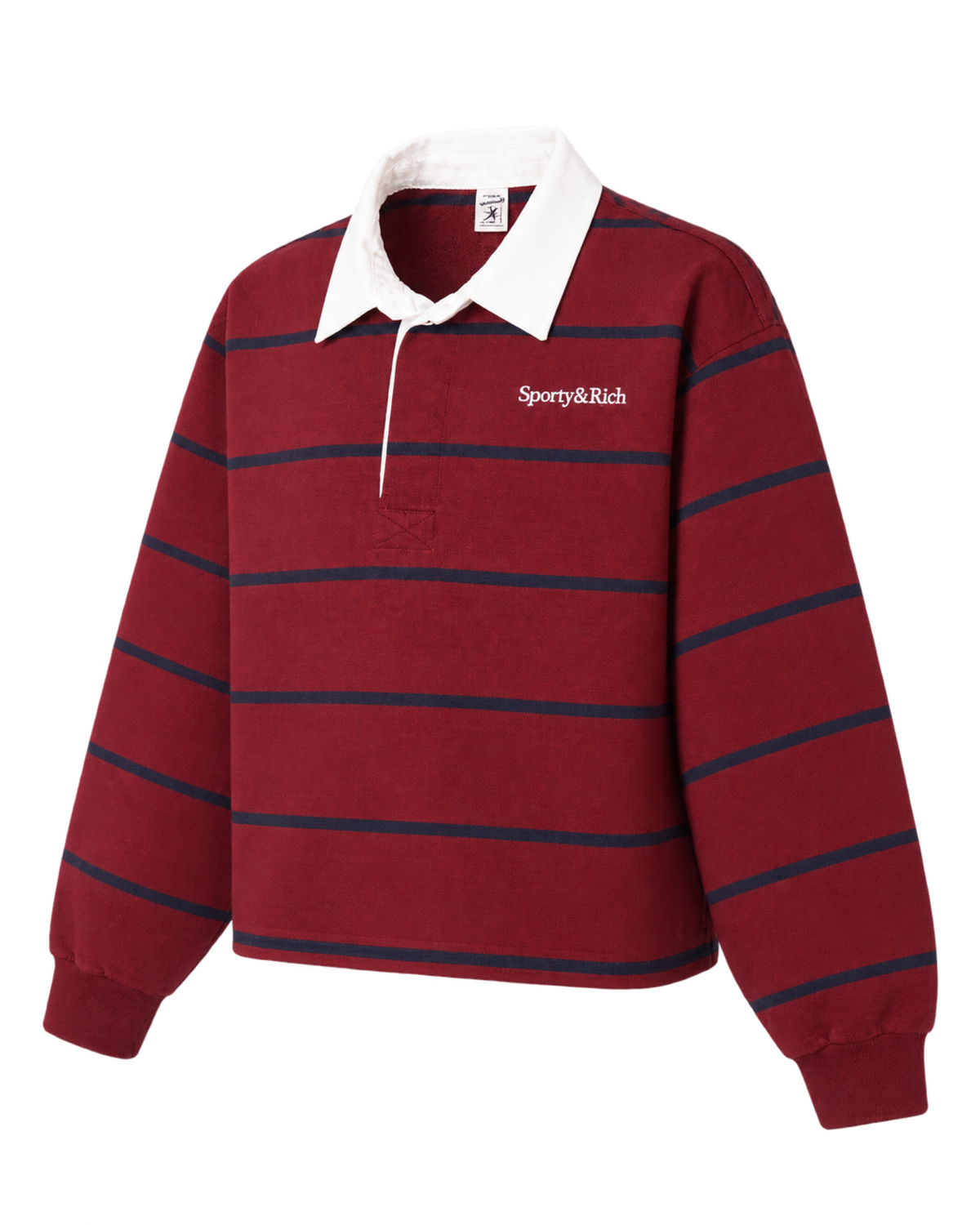 Serif Logo Rugby Polo - Merlot/White/Navy