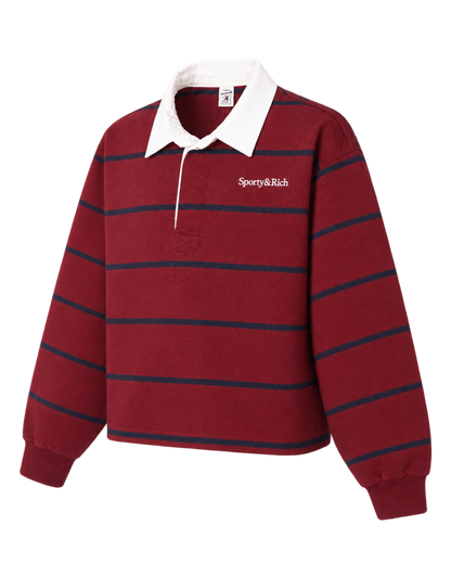 Serif Logo Rugby Polo - Merlot/White/Navy