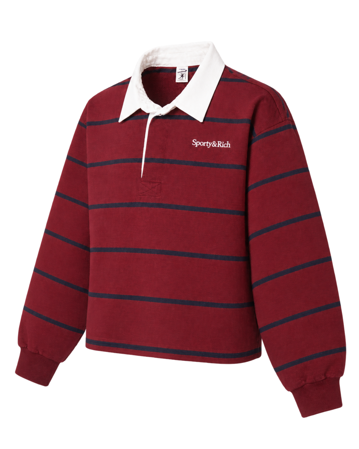 Serif Logo Rugby Polo - Merlot/White/Navy