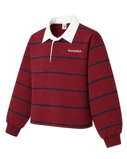 Serif Logo Rugby Polo - Merlot/White/Navy