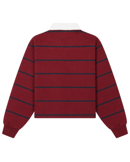 Serif Logo Rugby Polo - Merlot/White/Navy