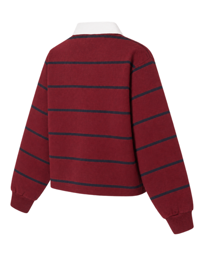 Serif Logo Rugby Polo - Merlot/White/Navy