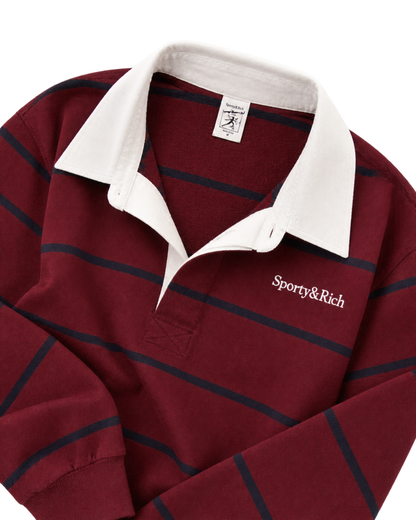 Serif Logo Rugby Polo - Merlot/White/Navy