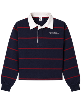 Serif Logo Rugby Polo - Navy/White/Merlot