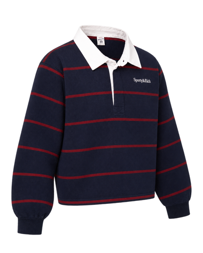 Serif Logo Rugby Polo - Navy/White/Merlot