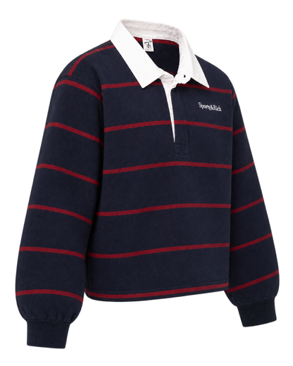 Serif Logo Rugby Polo - Navy/White/Merlot