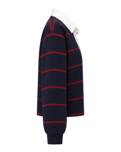 Serif Logo Rugby Polo - Navy/White/Merlot
