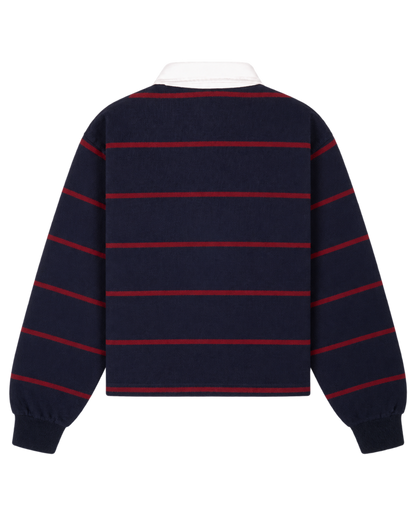 Serif Logo Rugby Polo - Navy/White/Merlot