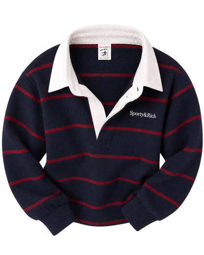Serif Logo Rugby Polo - Navy/White/Merlot