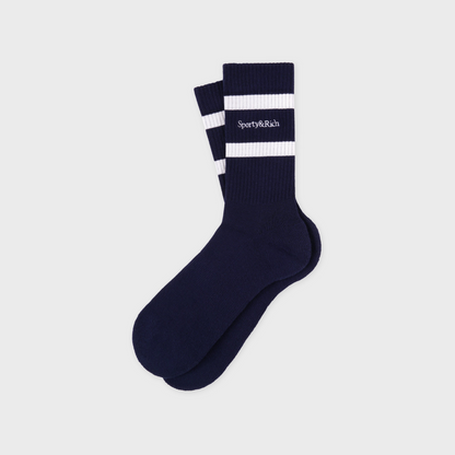 Serif Logo Socks - Navy/White