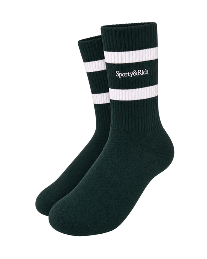Serif Logo Socks - Forest/White
