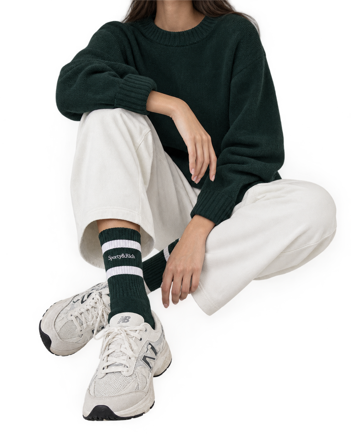 Serif Logo Socks - Forest/White