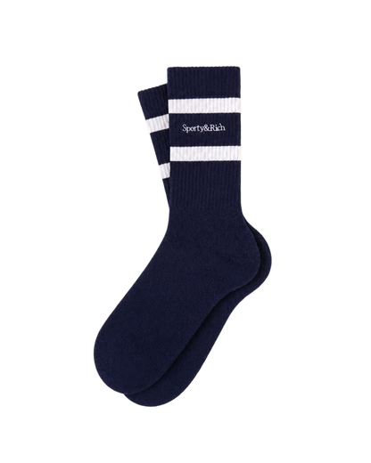 Serif Logo Socks - Navy/White